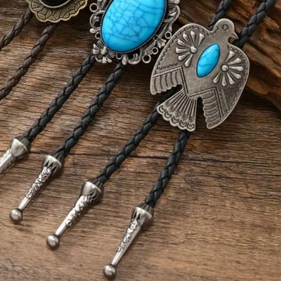 New thunderbird phoenix bird leather bolo tie - Picture 2 of 5